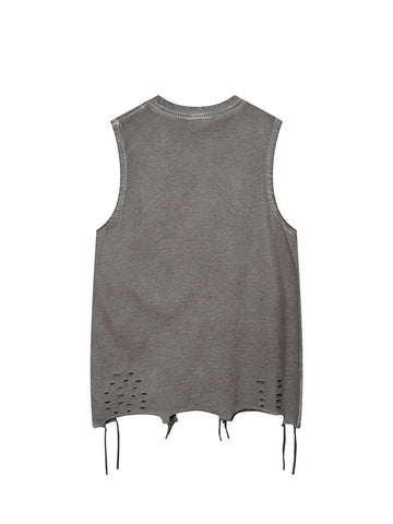 Raw Edge Butterfly Print Vest