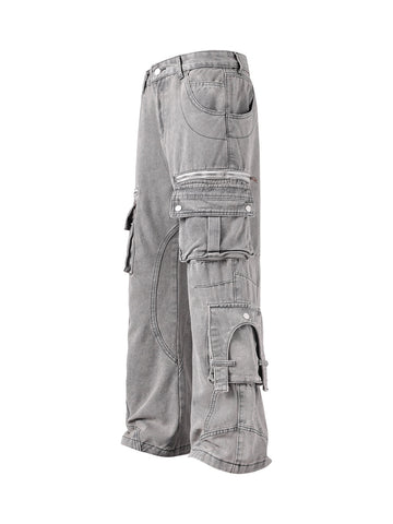 Washed Multi-Pocket Cargo Jeans