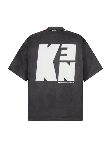 Embroidered Neckline Oversized T-Shirt